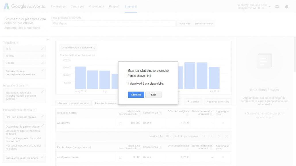 download parole chiave adwords