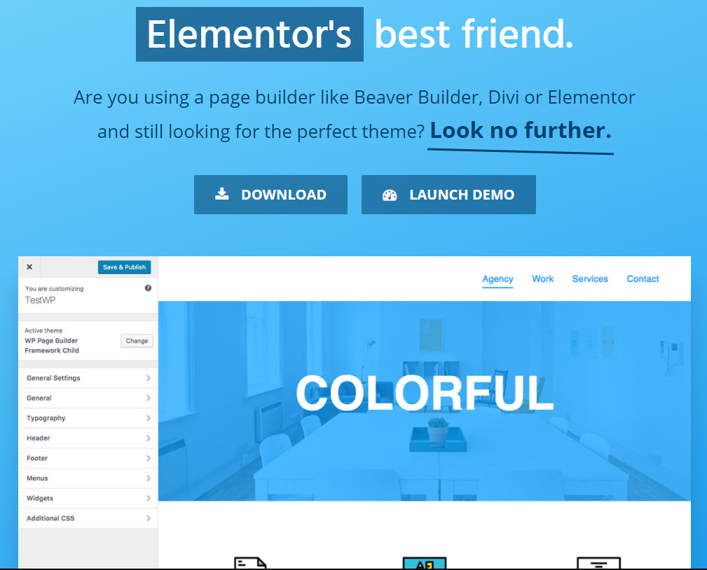 Elementor wp framework