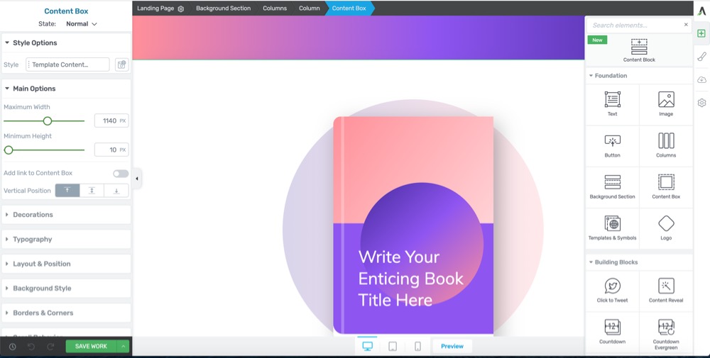 Thrrive Architect modifiche pagina